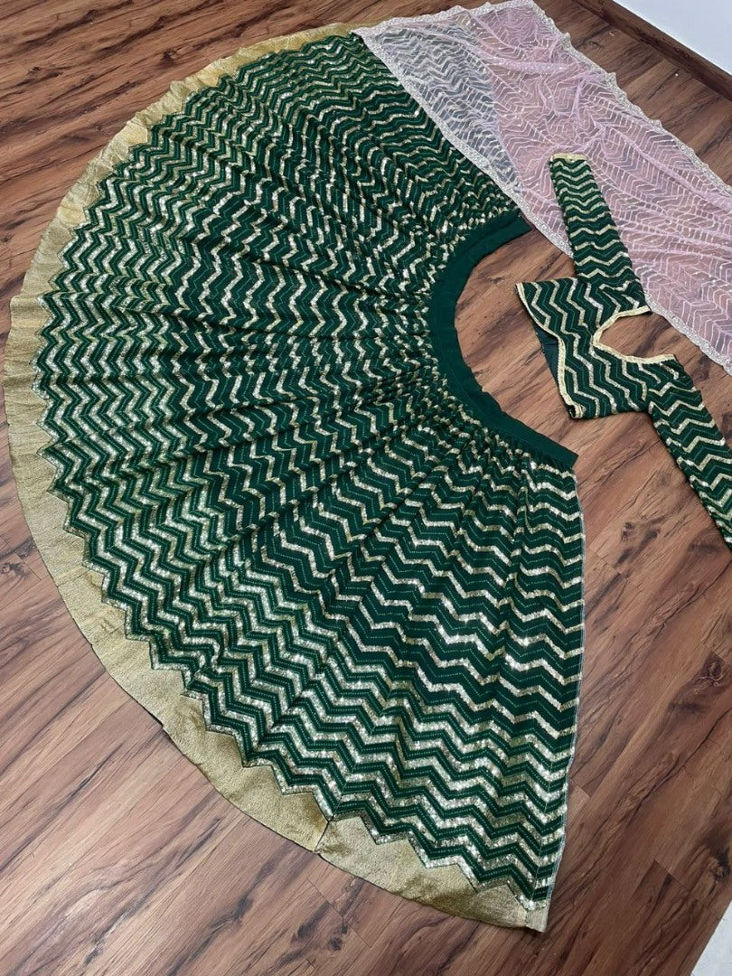 Green georgette heavy sequence embroidery work wedding lehenga choli
