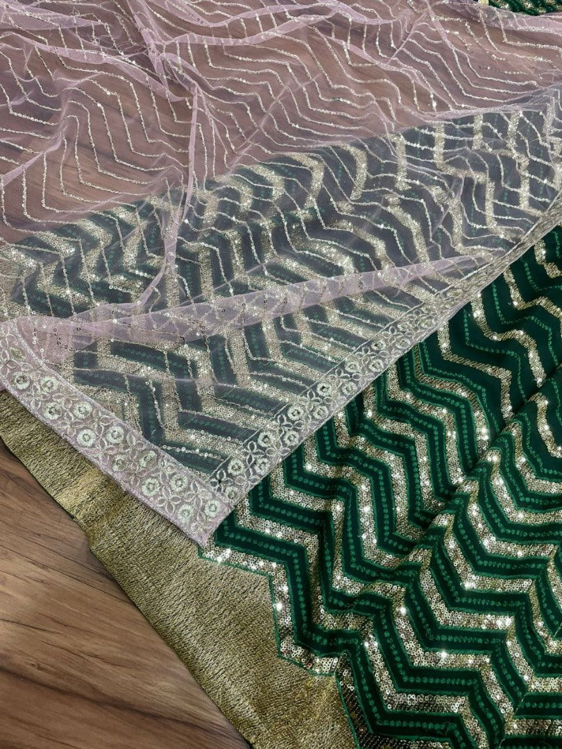 Green georgette heavy sequence embroidery work wedding lehenga choli