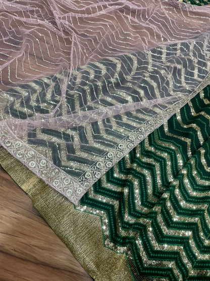 Green georgette heavy sequence embroidery work wedding lehenga choli