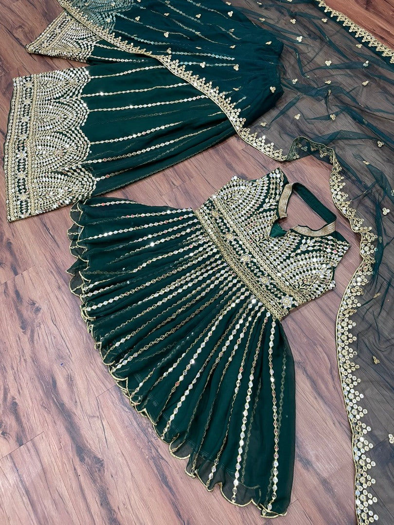 Green georgette heavy sequence work plazzo salwar suit