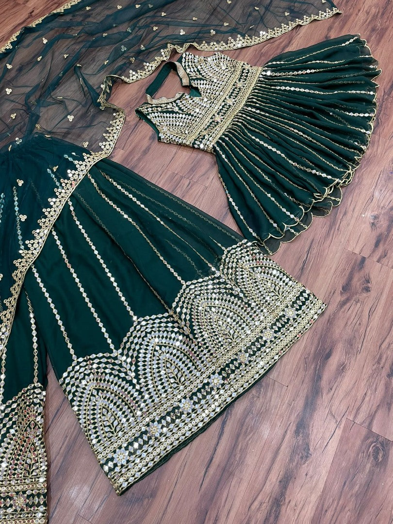 Green georgette heavy sequence work plazzo salwar suit