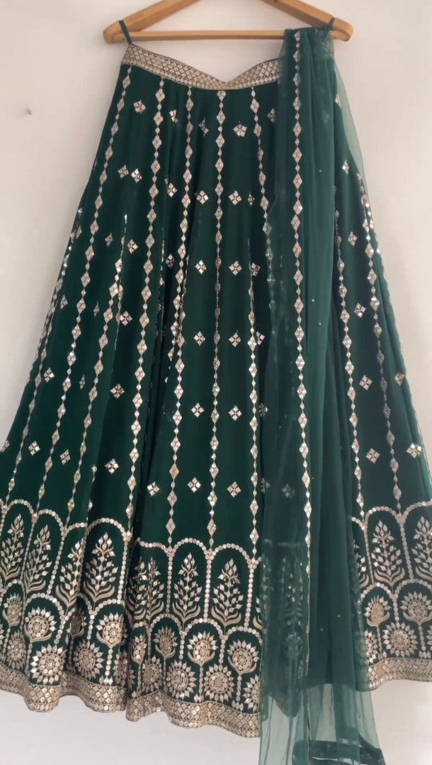 Green georgette heavy work wedding lehenga choli