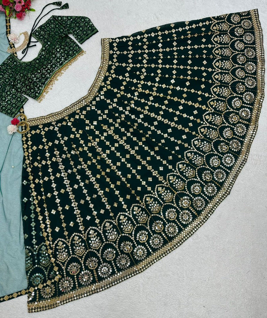 Green georgette heavy work wedding lehenga choli