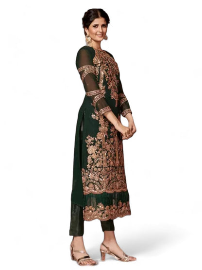 Green georgette heavy work wedding pakistani salwar suit