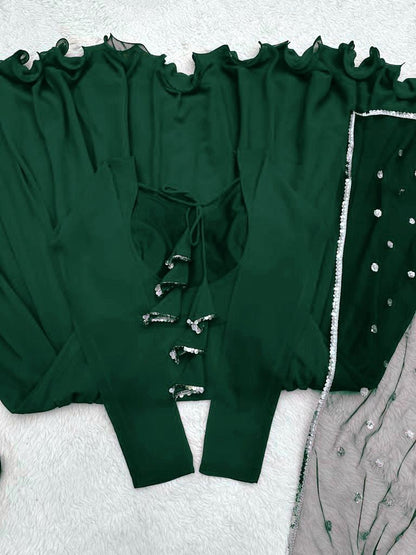 Green georgette plain party wear anarkali suit