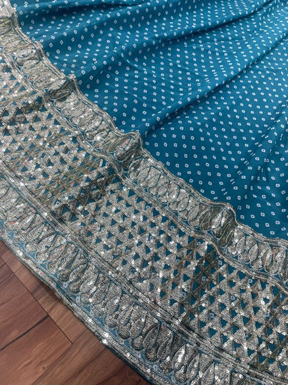 Green georgette printed and embroidered lehenga choli