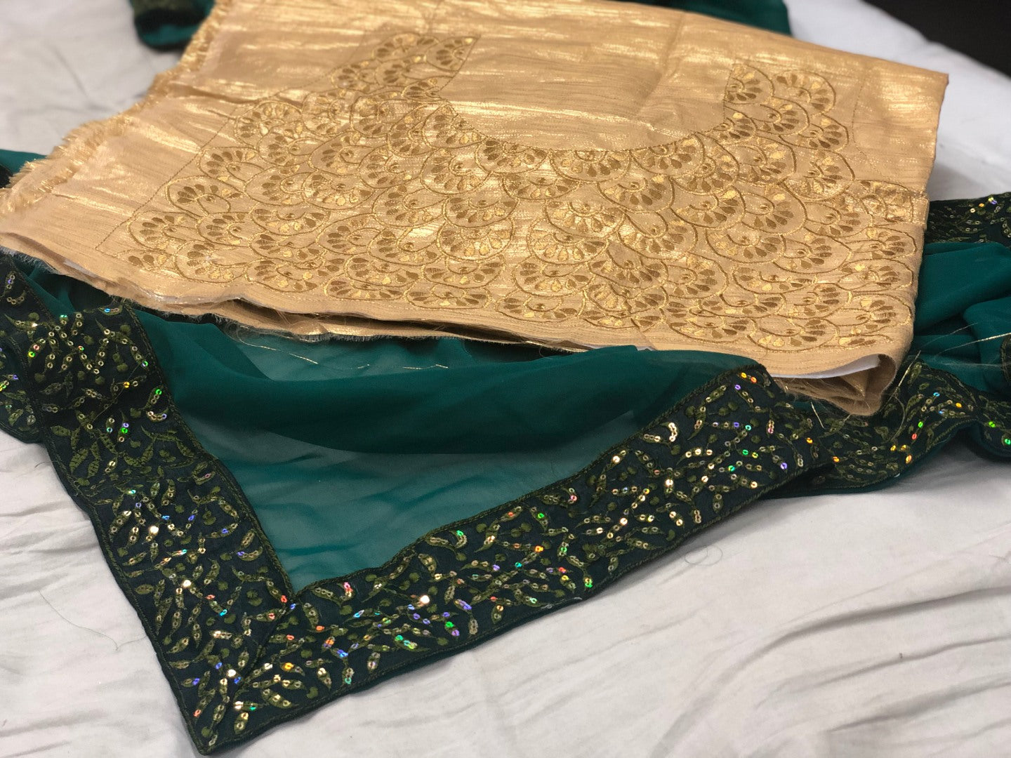 Green georgette sequence work border partywear saree