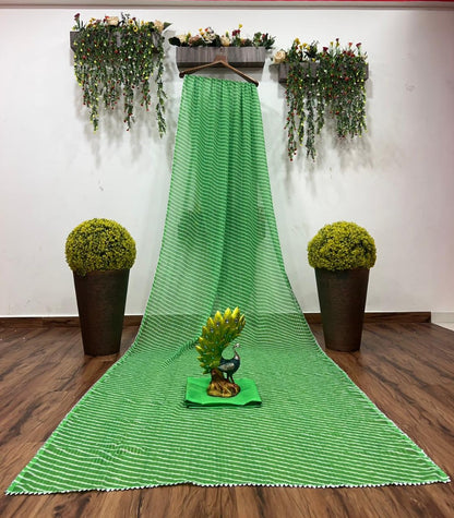 Green georgette sequence work laheriya printed saree