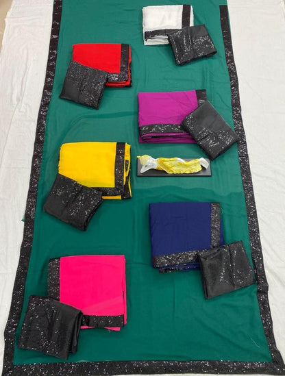 Green georgette sequence work partywear saree