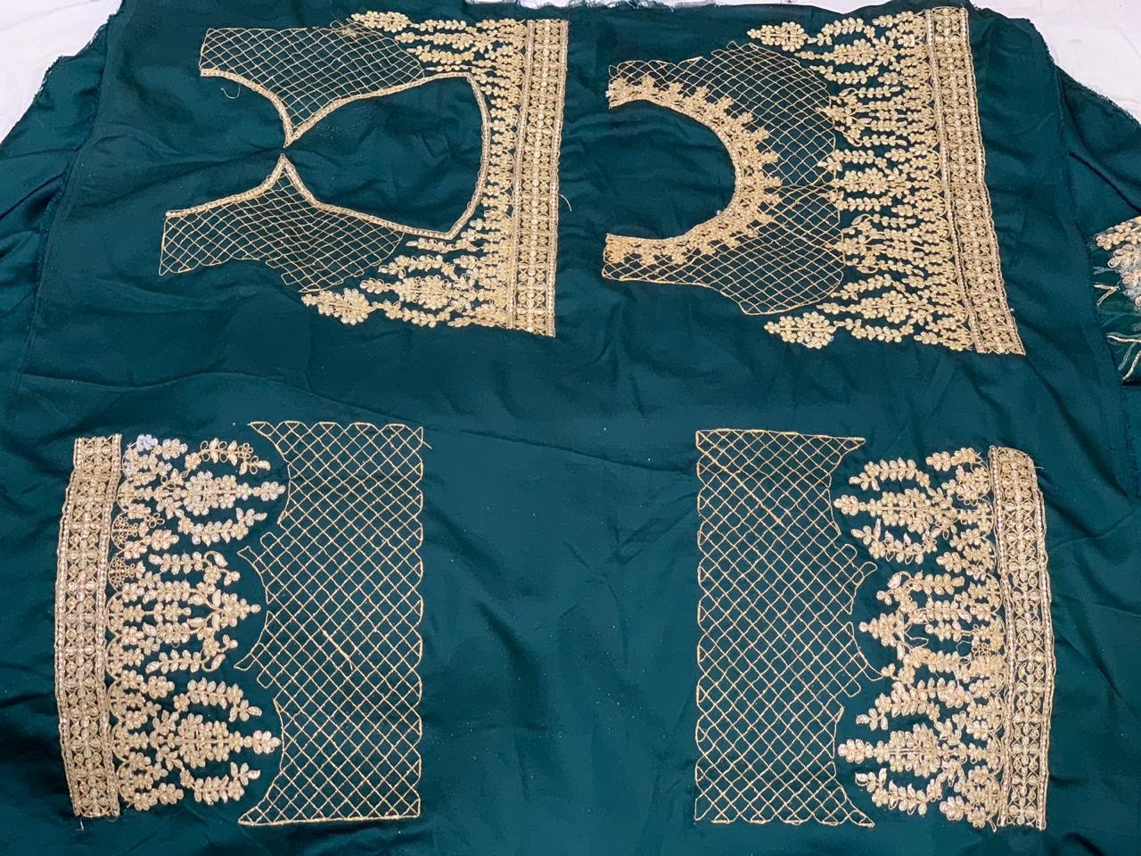 Green goldy silk heavy embroidered designer wedding lehengha