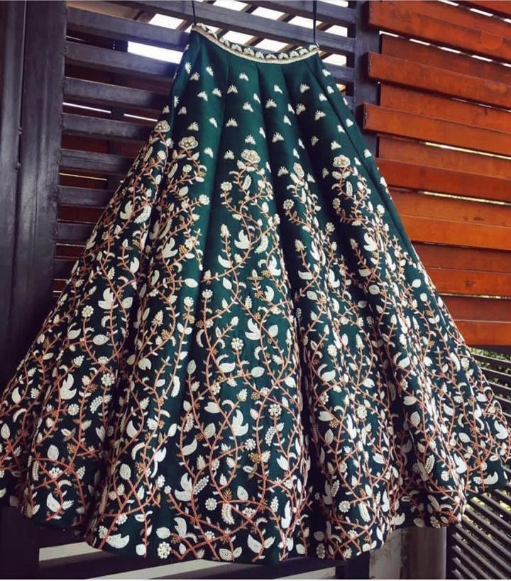 Green heavy tapeta silk heavy embroidered wedding lehenga choli