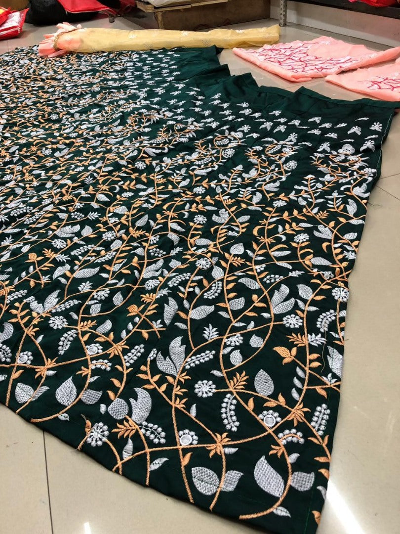 Green heavy tapeta silk heavy embroidered wedding lehenga choli