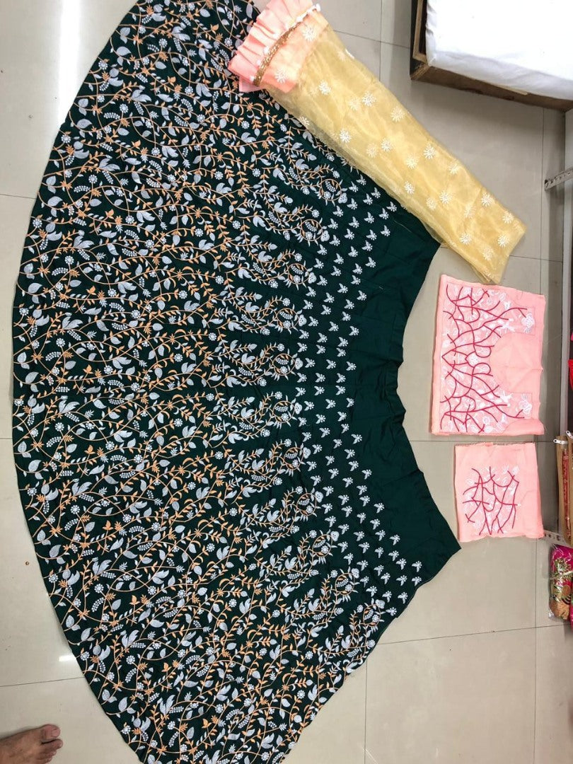 Green heavy tapeta silk heavy embroidered wedding lehenga choli