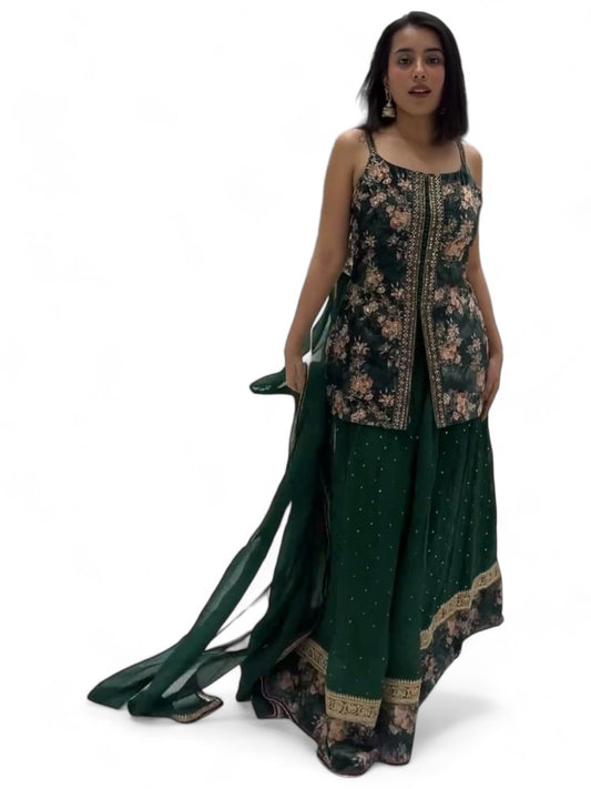 Green heavy work designer lehenga suit for wedding