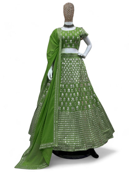 Green heavy work designer wedding lehenga choli