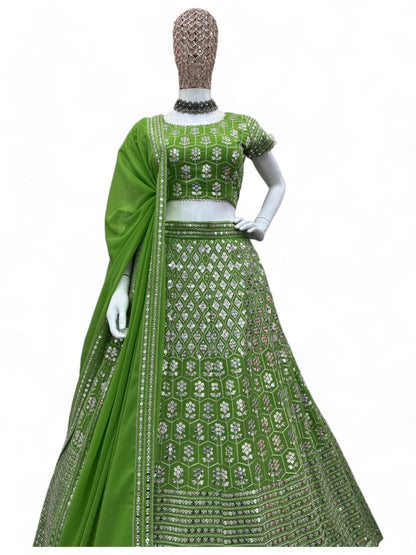 Green heavy work designer wedding lehenga choli