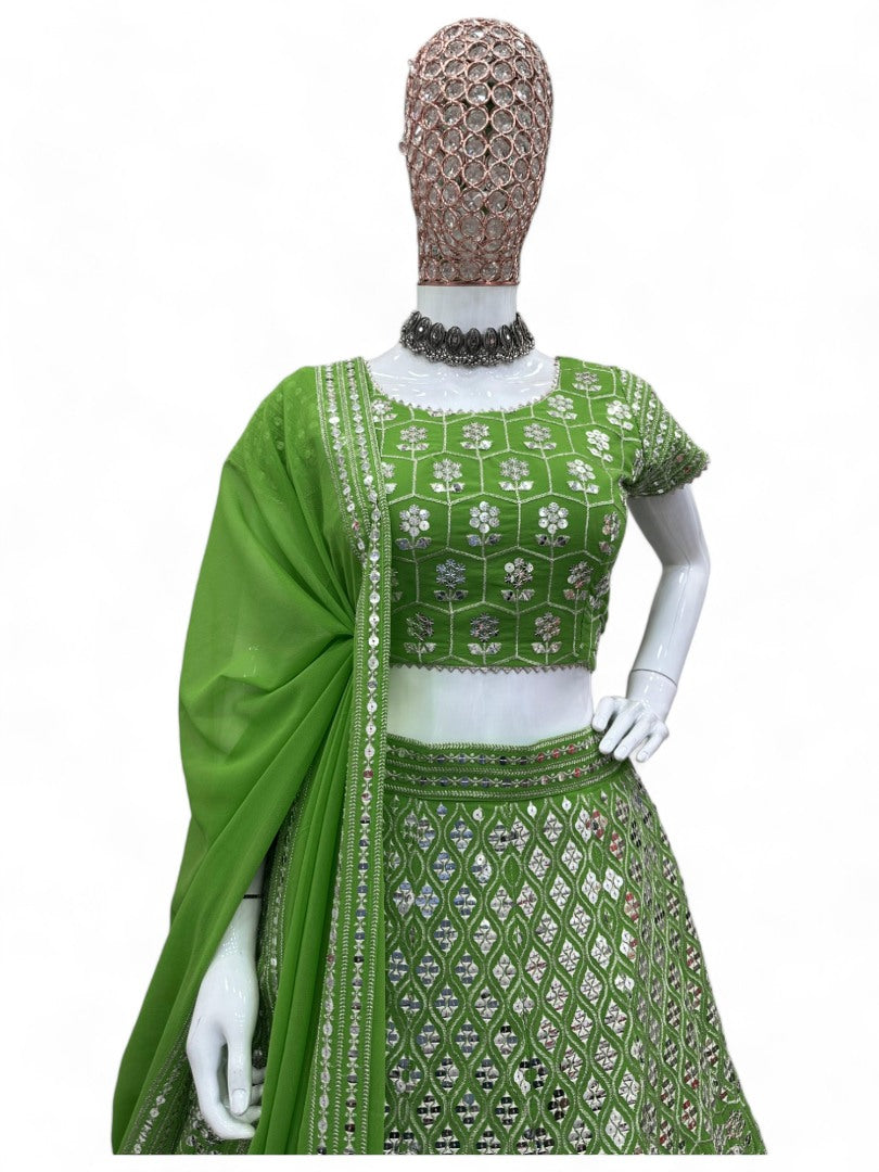 Green heavy work designer wedding lehenga choli