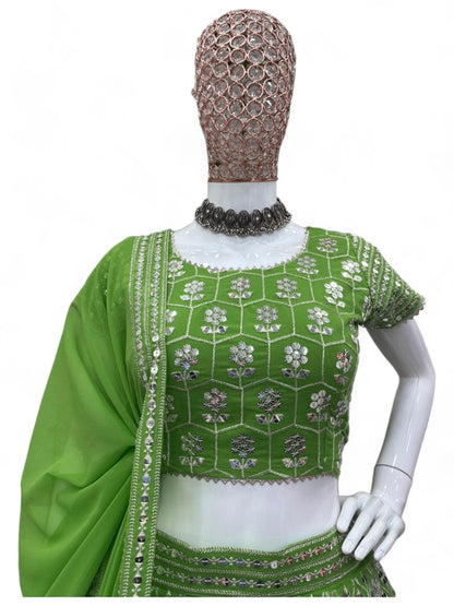 Green heavy work designer wedding lehenga choli