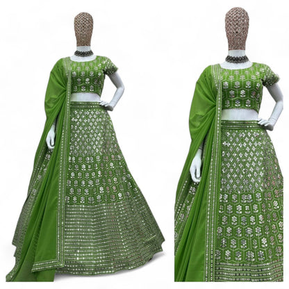 Green heavy work designer wedding lehenga choli
