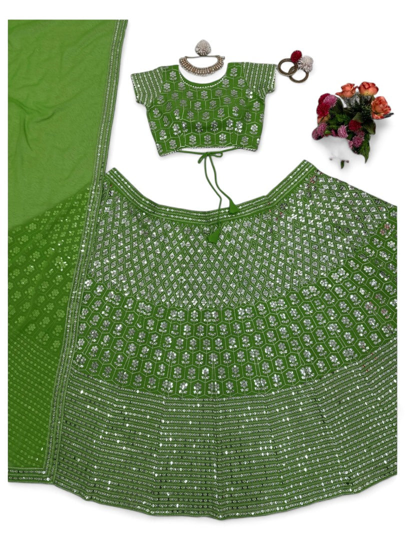Green heavy work designer wedding lehenga choli