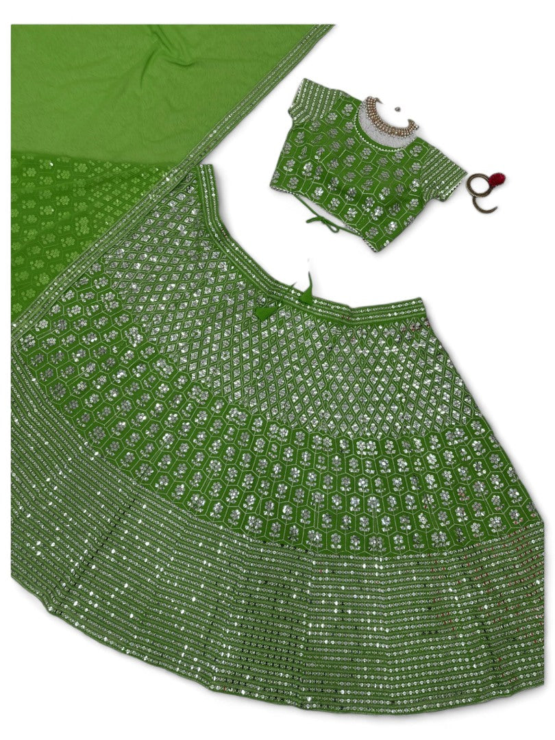 Green heavy work designer wedding lehenga choli