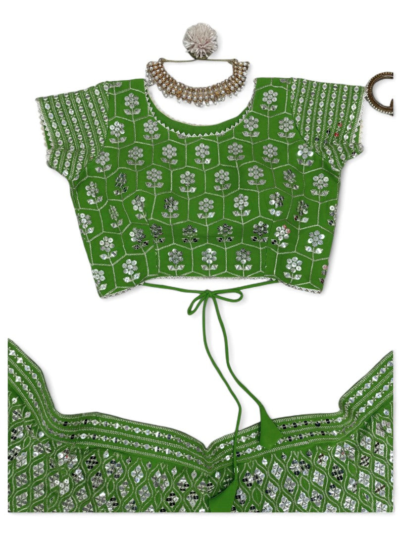 Green heavy work designer wedding lehenga choli