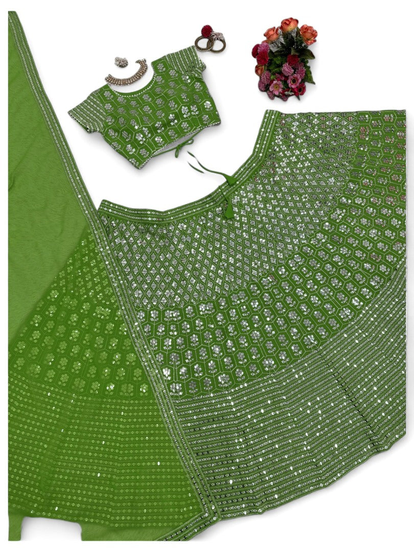 Green heavy work designer wedding lehenga choli