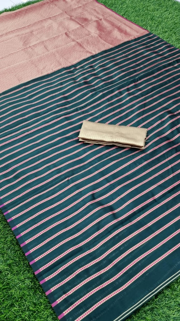 Green kanchipuram silk jacquard weaving work wedding saree