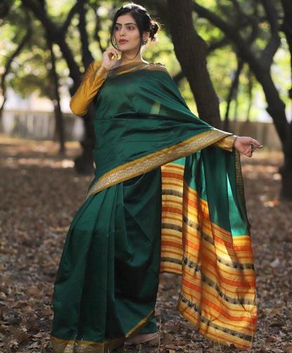 Green likchi silk jacquard work saree