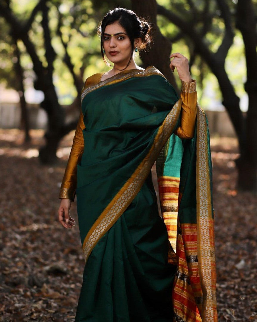 Green likchi silk jacquard work saree