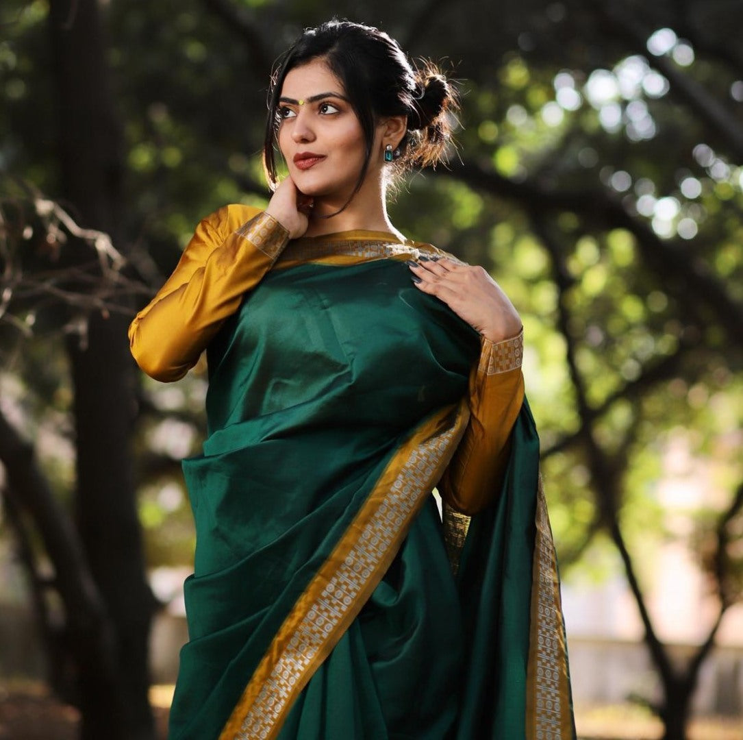 Green likchi silk jacquard work saree
