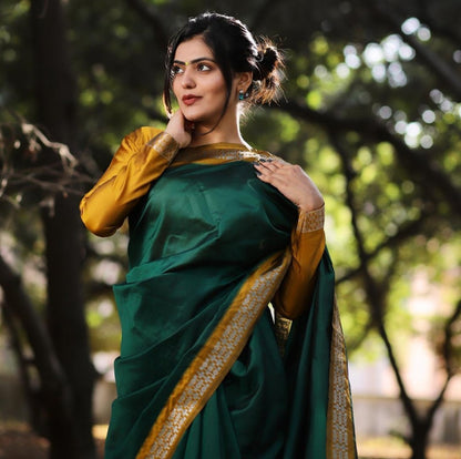 Green likchi silk jacquard work saree