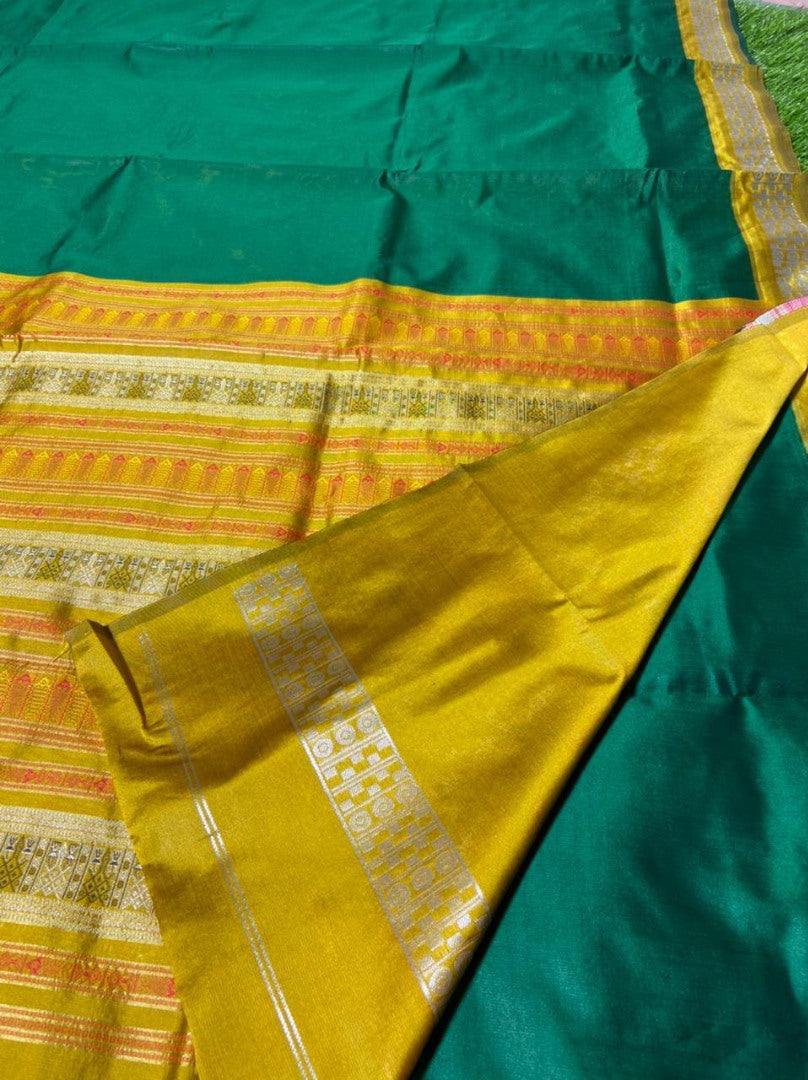 Green likchi silk jacquard work saree