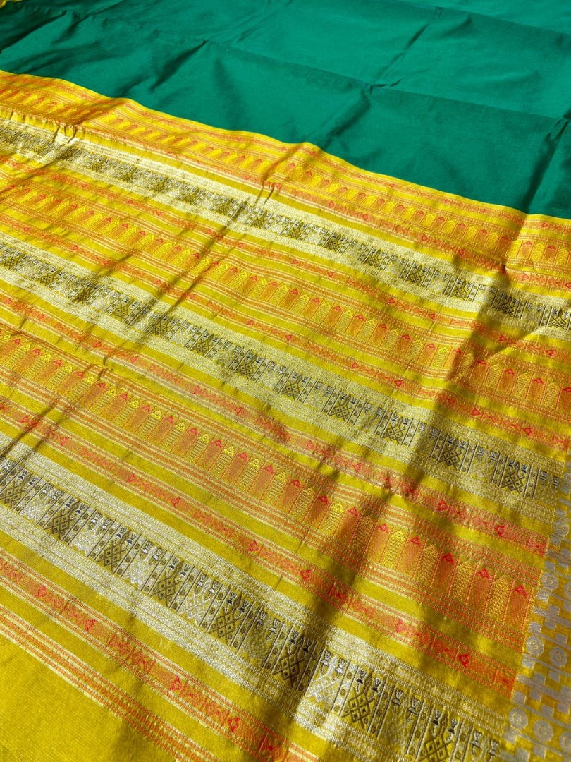 Green likchi silk jacquard work saree