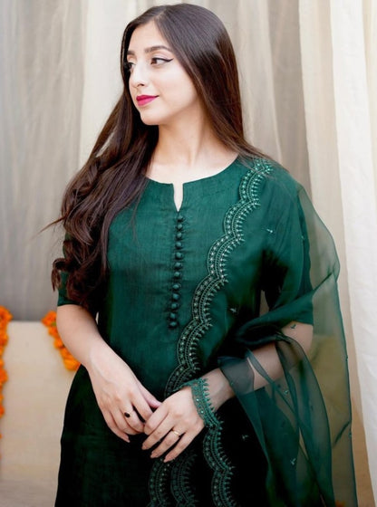 Green maska cotton plain pant suit