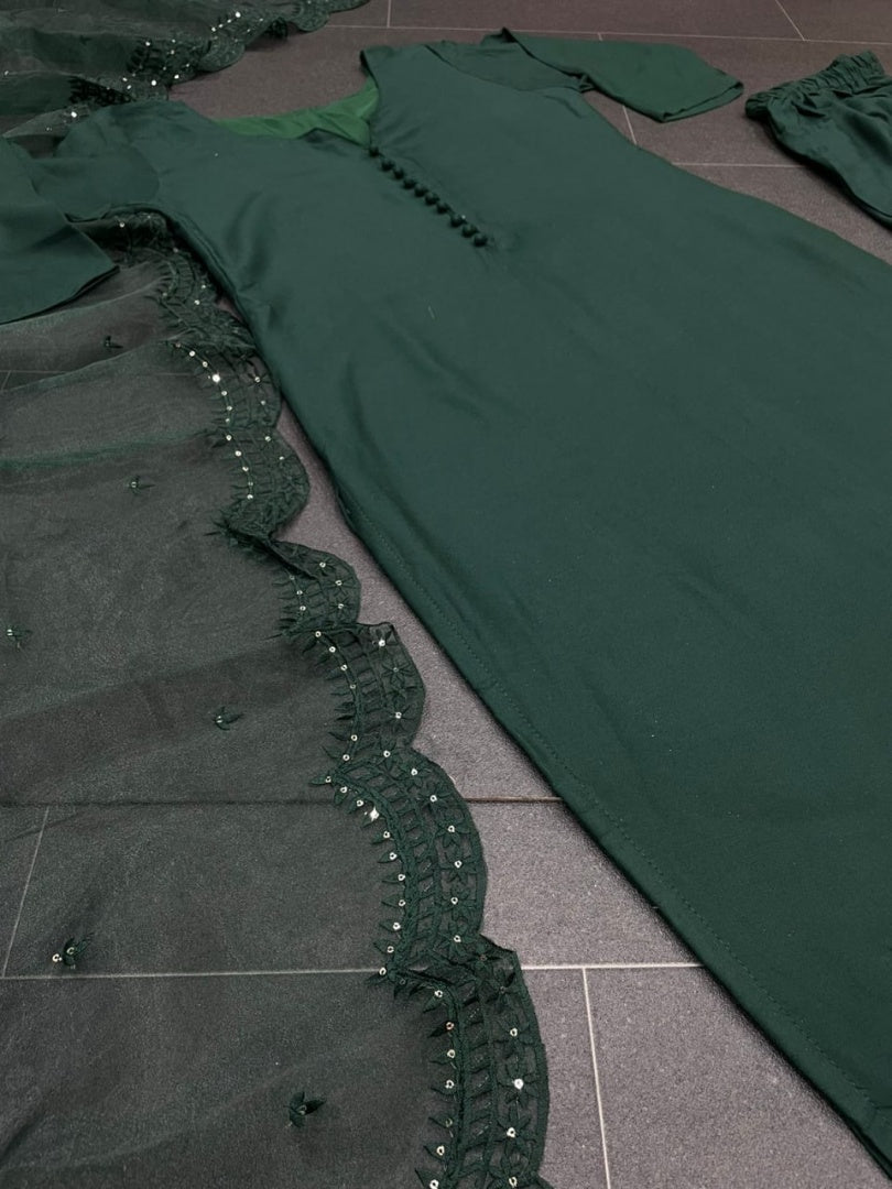 Green maska cotton plain pant suit