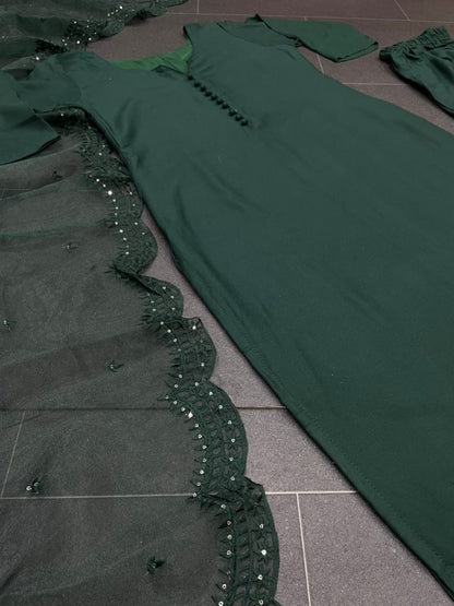 Green maska cotton plain pant suit