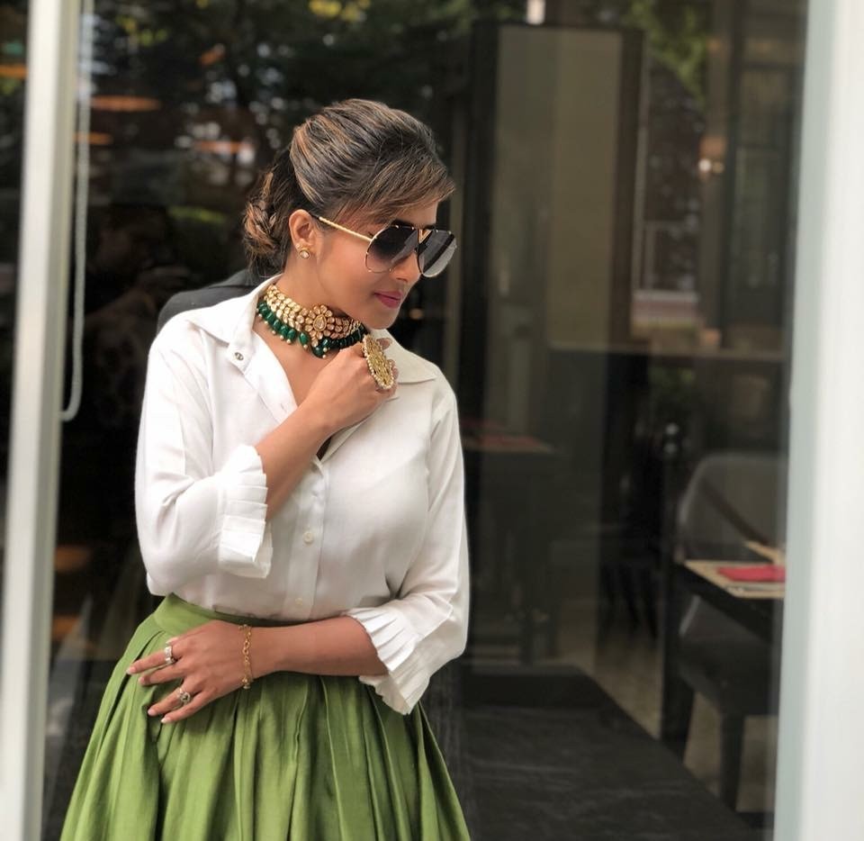 green printed banglori silk lehenga