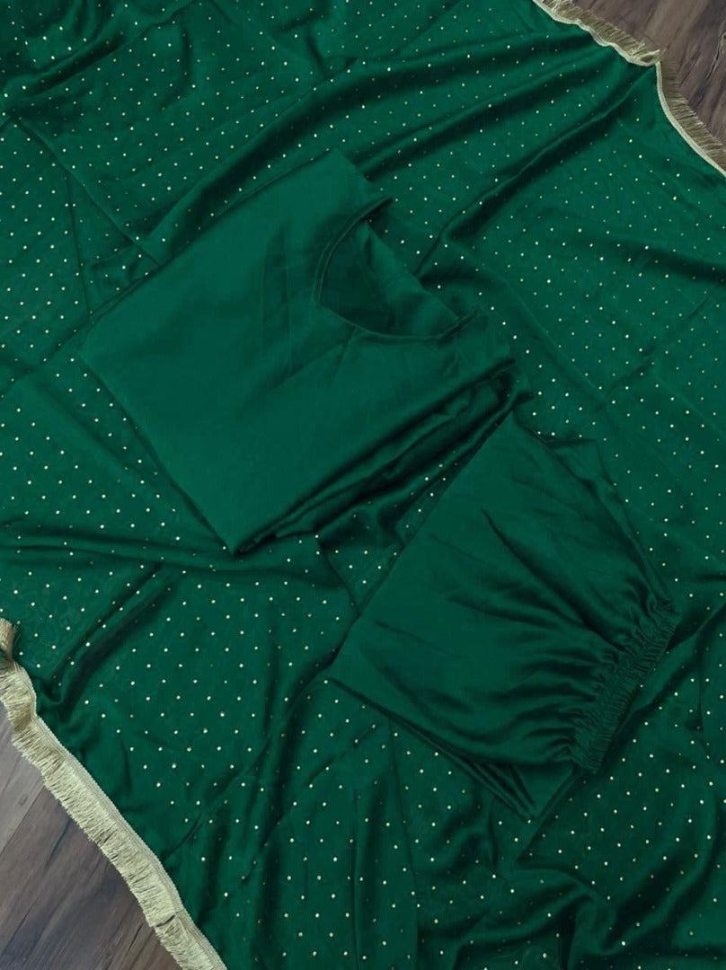 Green rangoli satin plain partywear anarkali suit