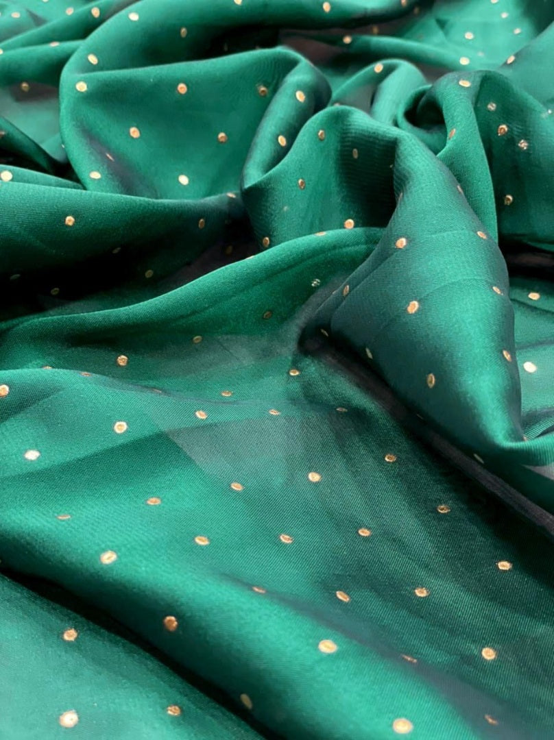 Green rangoli satin plain partywear anarkali suit