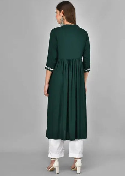 Green rayon chikankari work short kurti