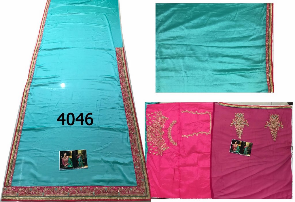 Green silk georgette embroidered wedding saree