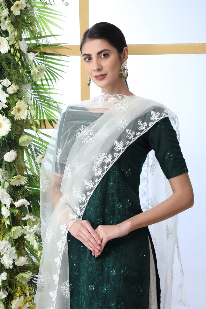 Green soft cotton plazzo sharara suit