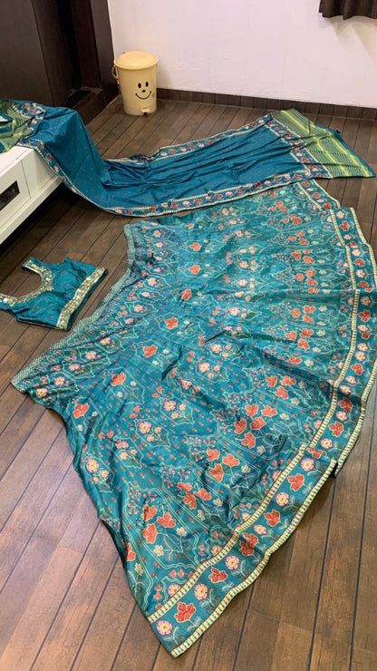 Green tapeta digital printed wedding lehenga choli