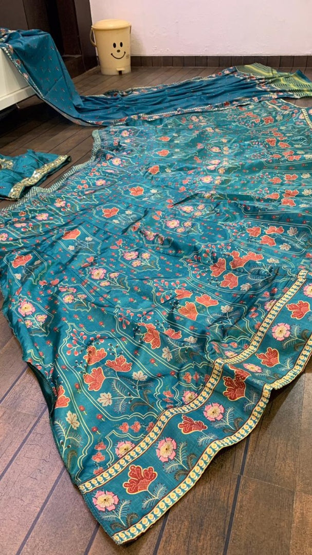 Green tapeta digital printed wedding lehenga choli