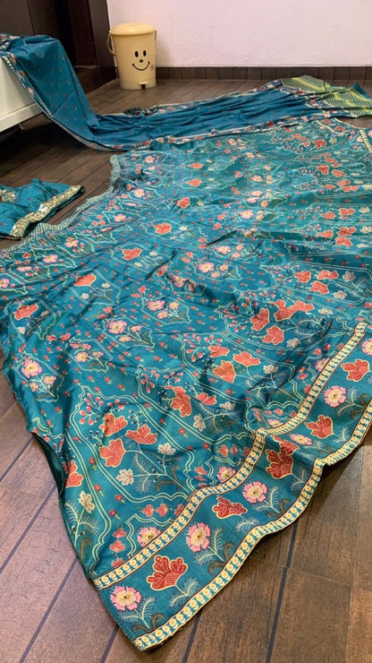 Green tapeta digital printed wedding lehenga choli