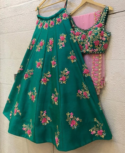 Green tapeta embroidered wedding lehenga choli