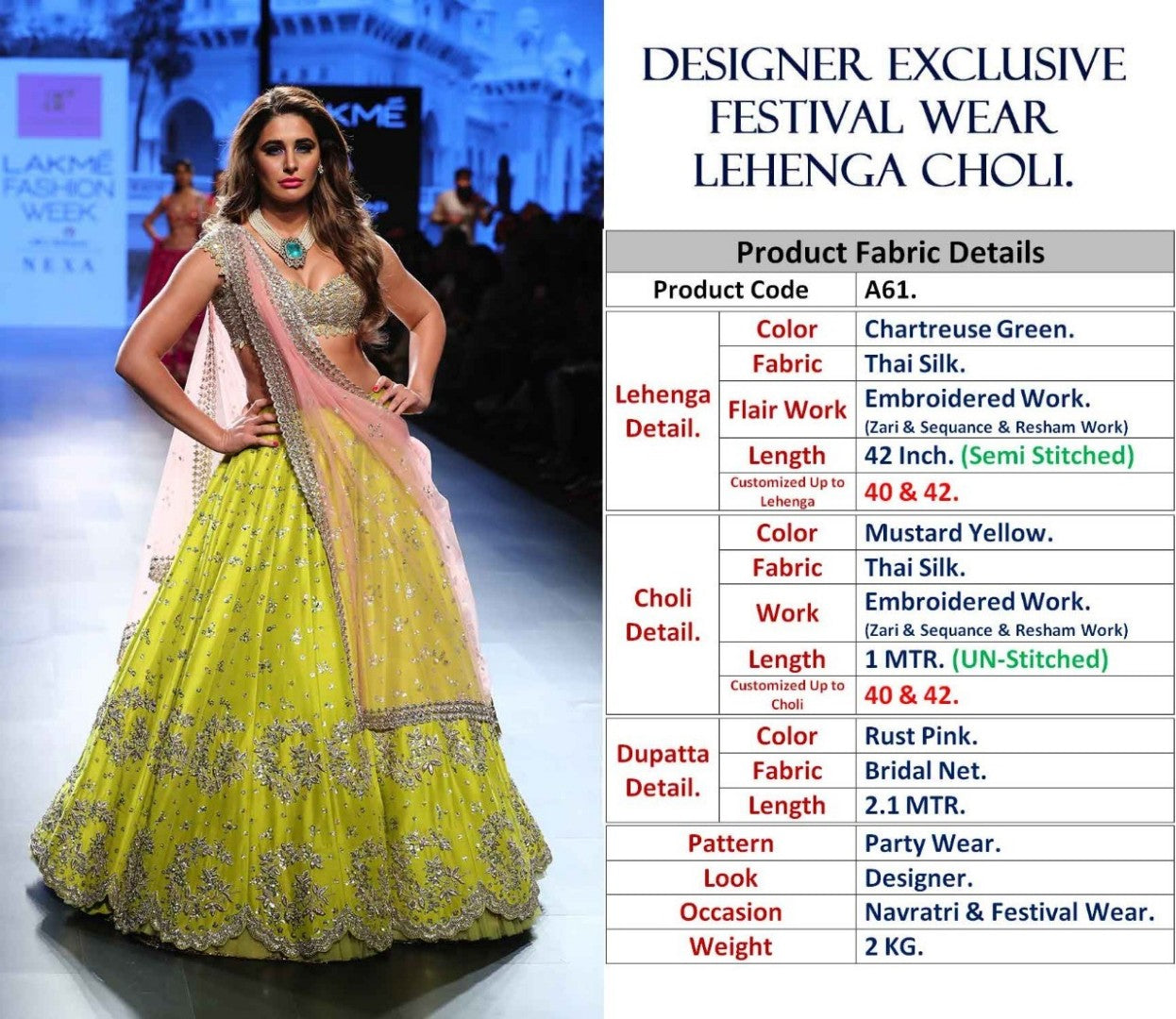 green thai silk embroidered bollywood style wedding lehenga