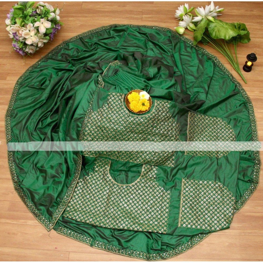 Green two tone silk partywear saree
