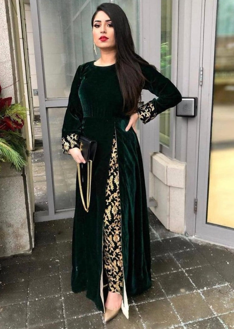 Green velvet suit